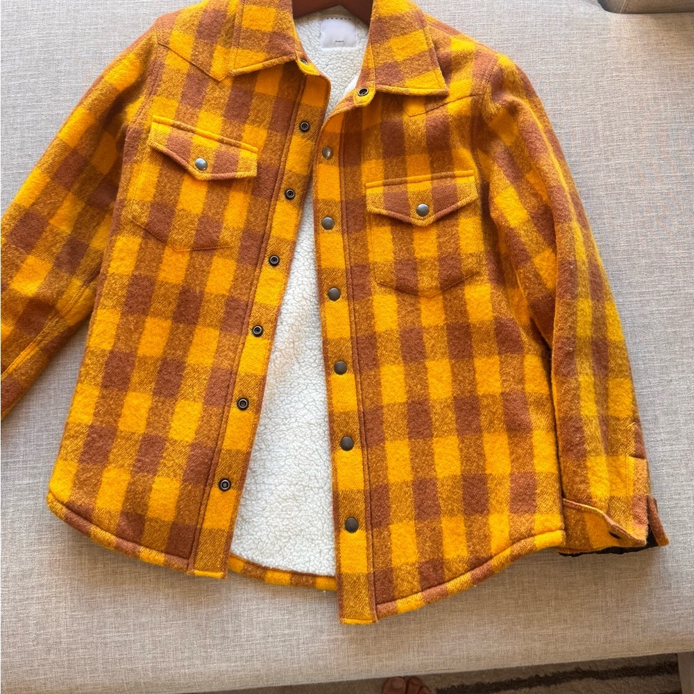 Sandro jacket. Checkered mustard color.